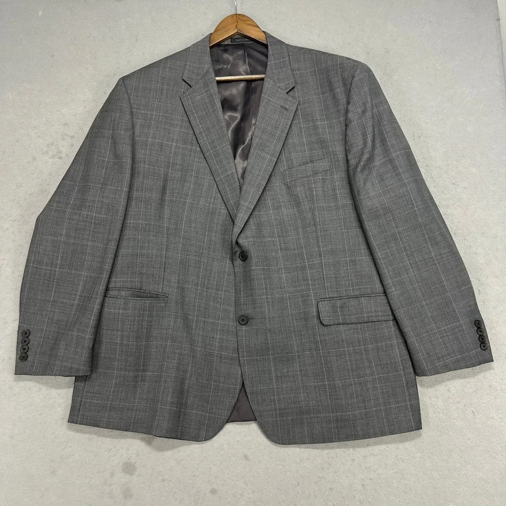 Lauren Ralph Lauren Mens 50R Grey Glen Plaid 100% Wool 2 Button Jacket Blazer